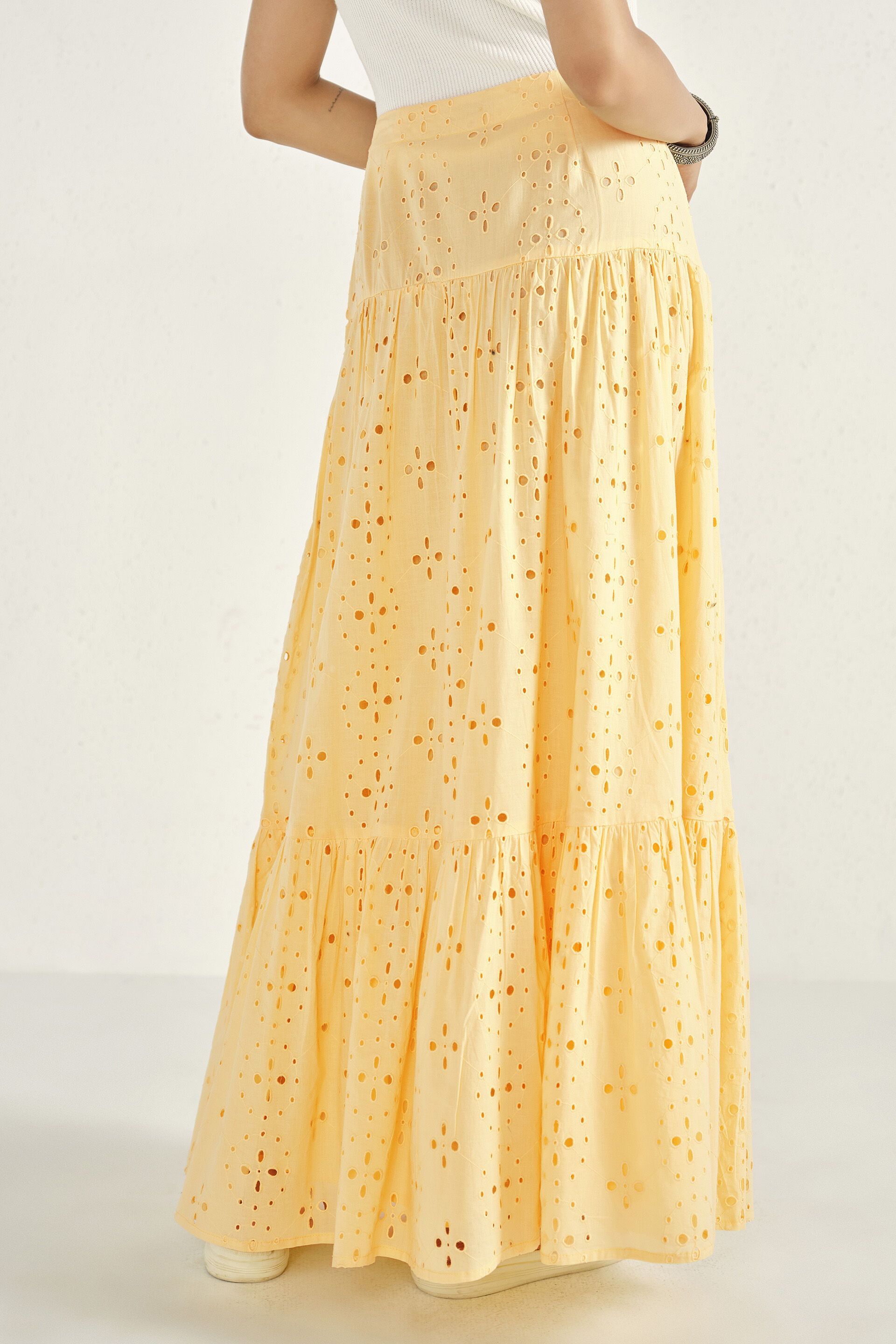 Mellow Yellow Schiffli Skirt, Yellow, image 5